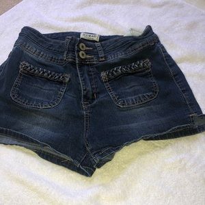Girls braided jean shorts
